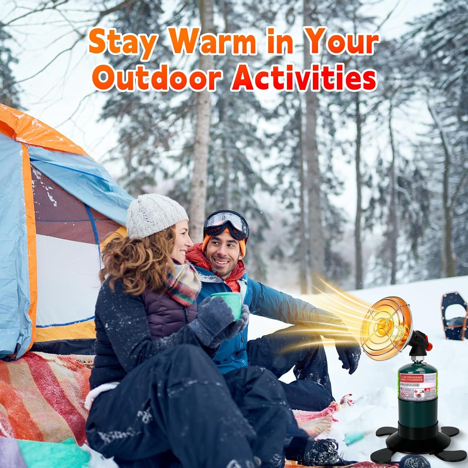 Portable Propane Heater for Camping, Outdoor Small Space Patio Gas Heater | Cordless Heater with Foldable Tank Holder, Fast Radiant Warmth for Ventilated Tents, Winter Hiking, Ice Fishing, Hunting