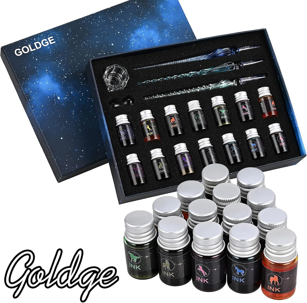 19 Pieces Glass Dip Pen Ink Set