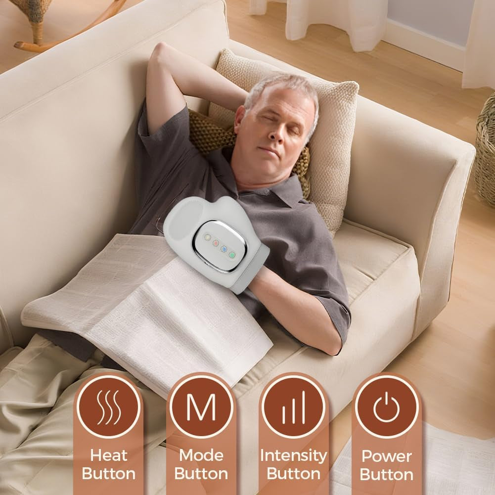 Hand Massager with Heat and Compression,Full-Hand and Wrist Coverage | Cordless Hand Massager, 3 Massage 3 Temperatures 5 Compression Models for Women Men Wrist Palm Finger Fathers Day Dad Gifts