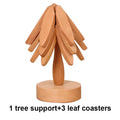 4PCS Tree Design Stand Bamboo Wooden Trivets Decorative anti Scald Heat Resistant Table Mat Coaster Wood Placemats Pot