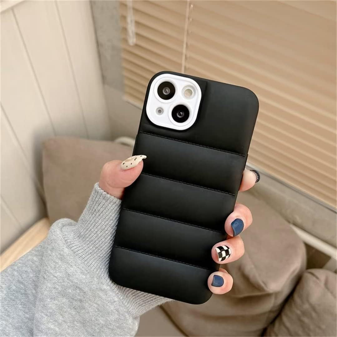 Case for Iphone 15 Pro Max,Luxury down Jacket Design Soft Unzip Sofa Silicone Puffer Touch Cloth Full Portection Shockproof Girls Women Phone Case for Iphone 15 Pro Max,6.7 Inch 2023 (Black)