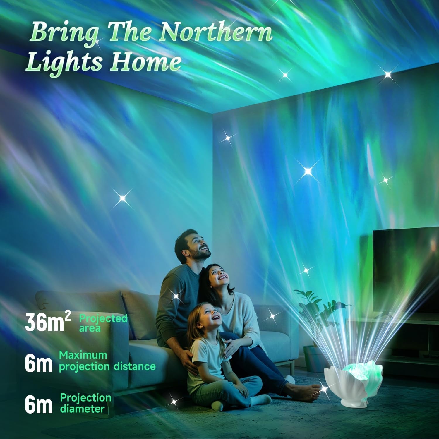 Northern Lights Projector, Shell Night Light Built for Bedroom Nebula Lamp, Kids Dorm Decor, Cute Room Decor Aesthetic, Valentines Day Gifts