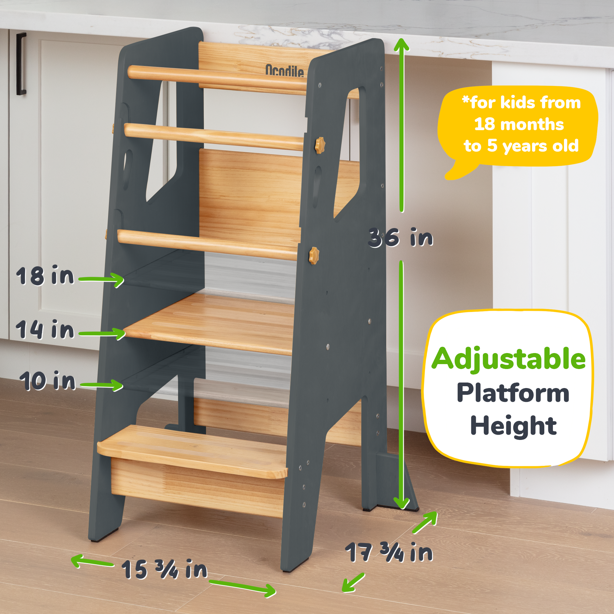 Montessori Toddler Tower - Adjustable Kitchen Stool Helper