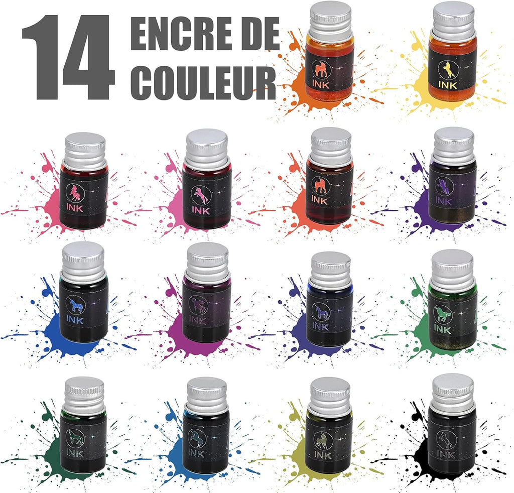 19 Pieces Glass Dip Pen Ink Set