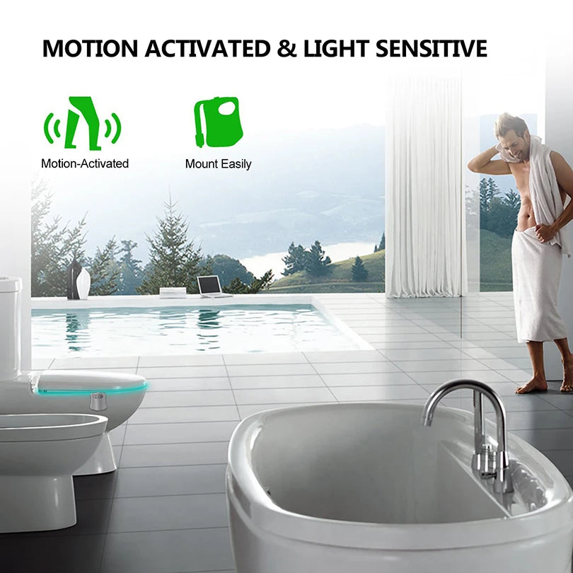 Toilet Night Light PIR Motion Sensor Toilet Lights LED Washroom Night Lamp 16 Colors Toilet Bowl Lighting for Bathroom Washroom