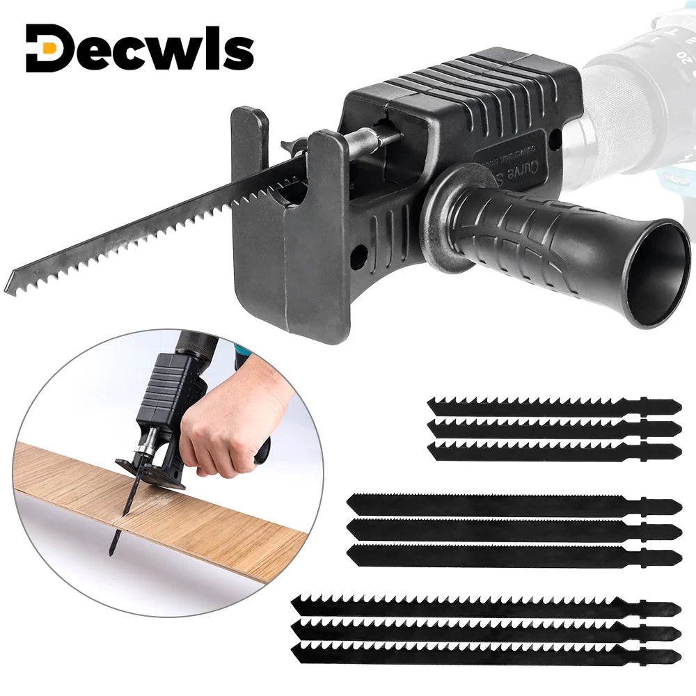3/9Pcs Multipurpose Reciprocating Saw Adapter Kit Portable Electric Jig Saw for Cutting Wood/Pvc/Metal Home DIY Woodworking Tool