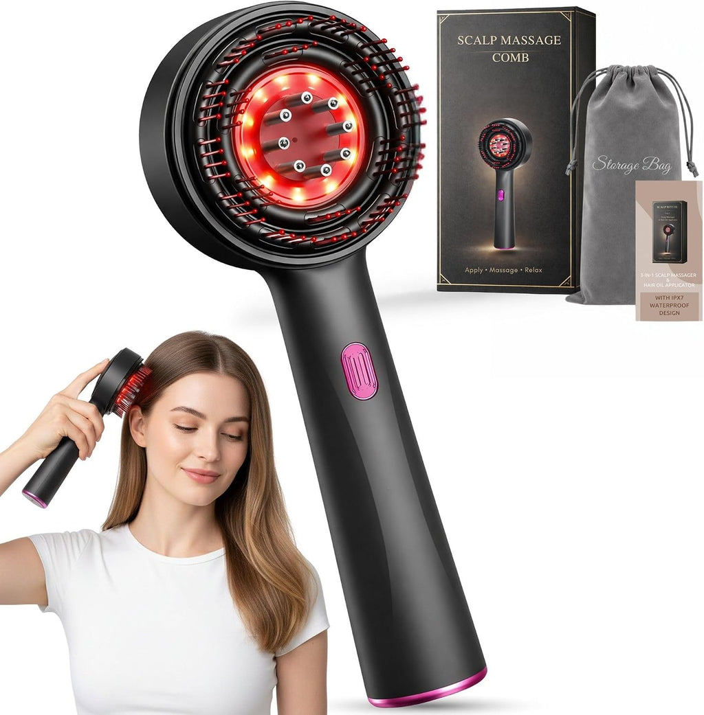 Electric Scalp Massager 3-In-1 – Cordless Head Massager & Hair Oil Applicator, Refillable Tank, IPX7 Waterproof Scalp Brush for Home & Travel, Women and Men