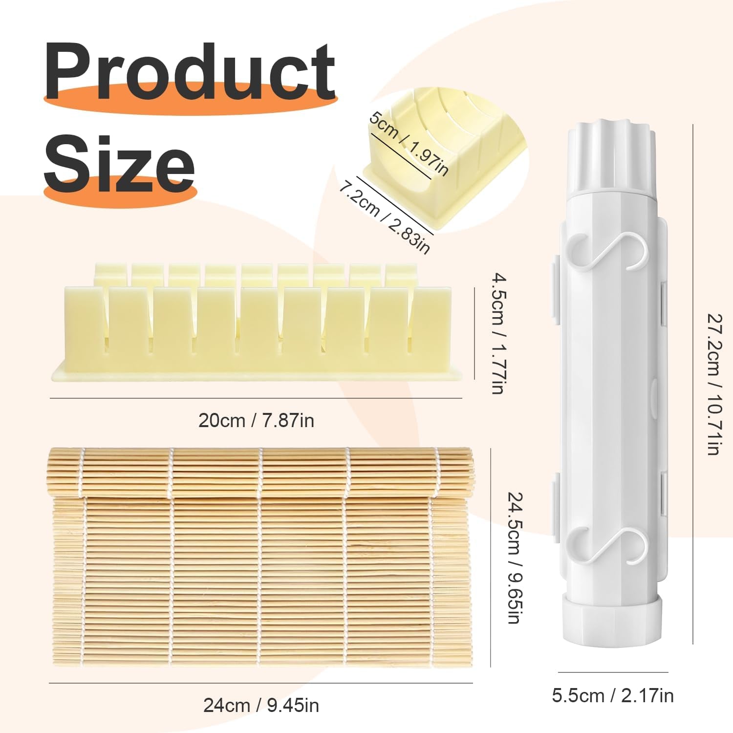 Sushi Making Kit, Food Grade Sushi Bazooka, Sushi Maker, Bamboo Sushi Rolling，For Beginners & Hobbyists - Craft Rolls with Rice, Vegetables, Meat