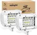 Marine LED Light Pods 2PCS 4 Inch White for Boat Deck Truck Tractor