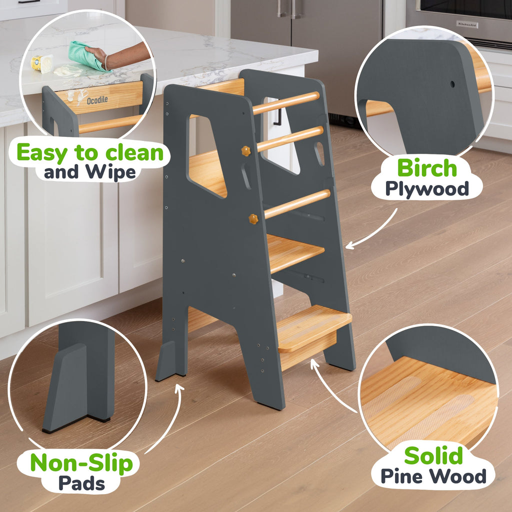 Montessori Toddler Tower - Adjustable Kitchen Stool Helper