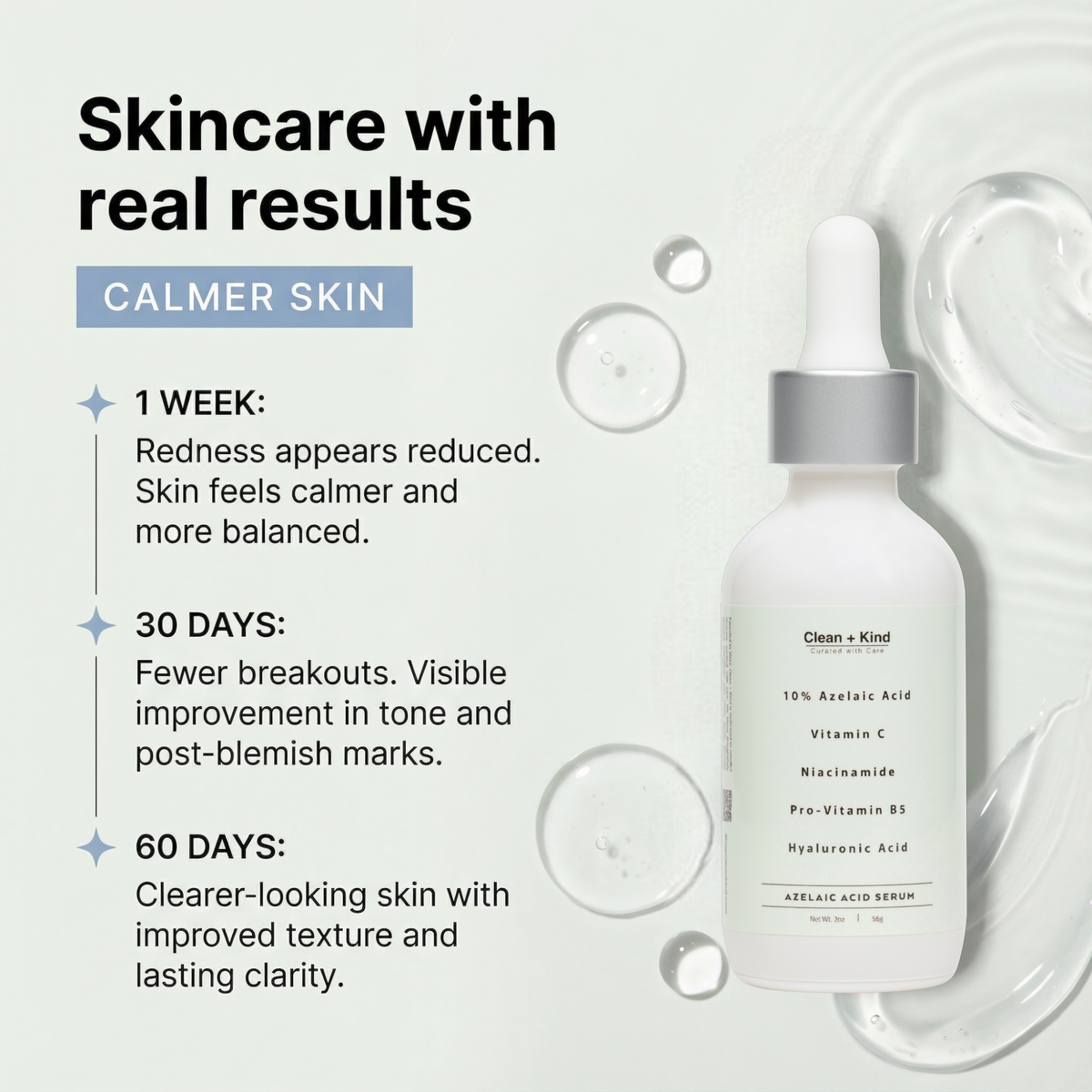 Sérum de Ácido Azelaico 10% — Sin Siliconas ni Fragancia, 2 oz | Clean + Kind
