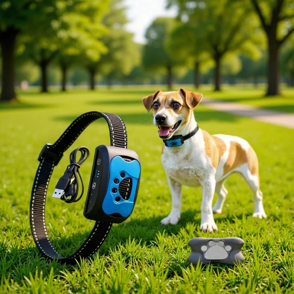 Intelligent anti Bark Collar for Dogs, Auto Ultrasonic & Vibration 3-Mode Training, USB Rechargeable Bark Control Device