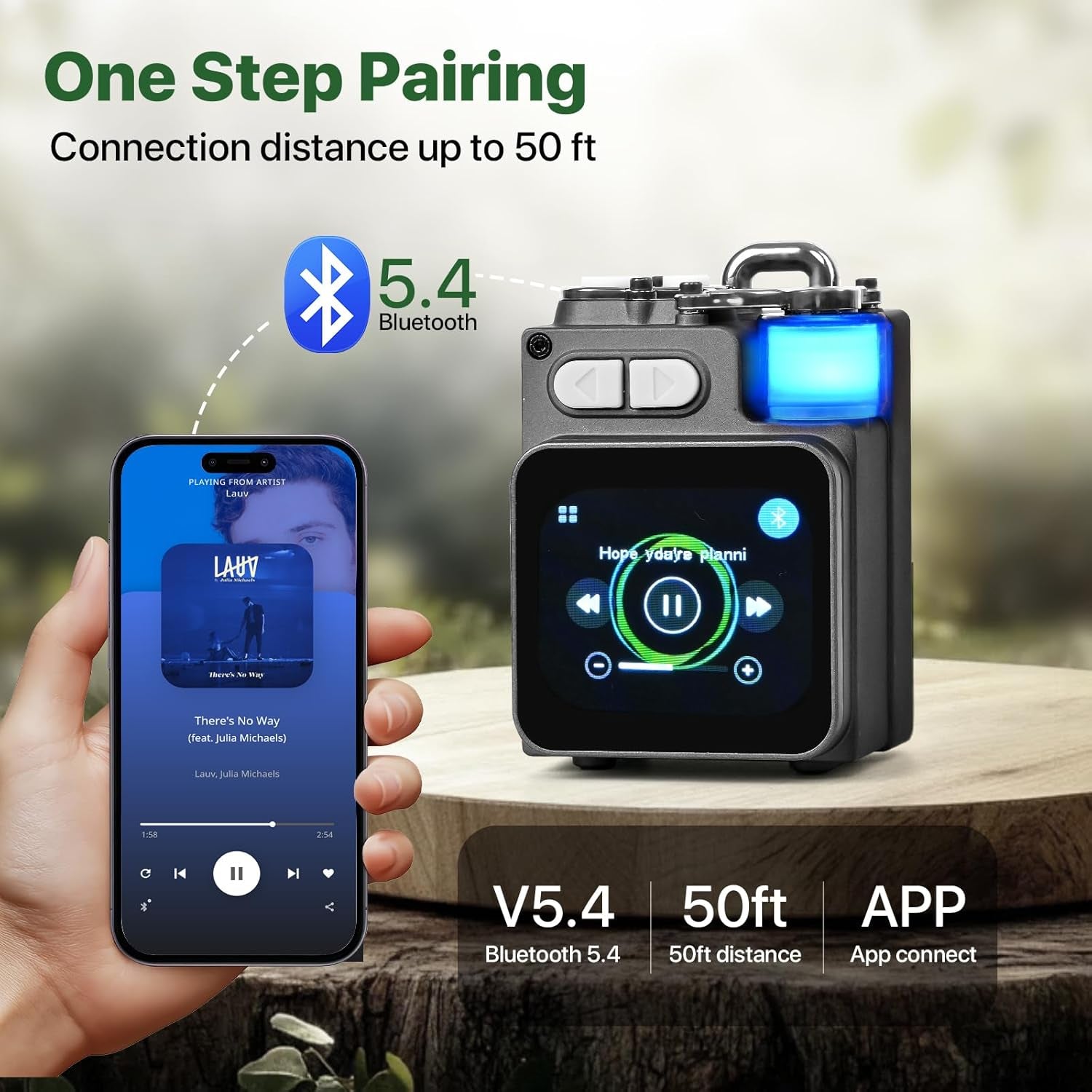 Mini Bluetooth Speaker, Smart Wireless Portable Speaker with Touchscreen, Loud HD Sound, LED Lights, BT5.4, All in One Small Audio for Home/Outdoor/Travel/Shower/Party/Beach/Camping/Hiking/Cycling
