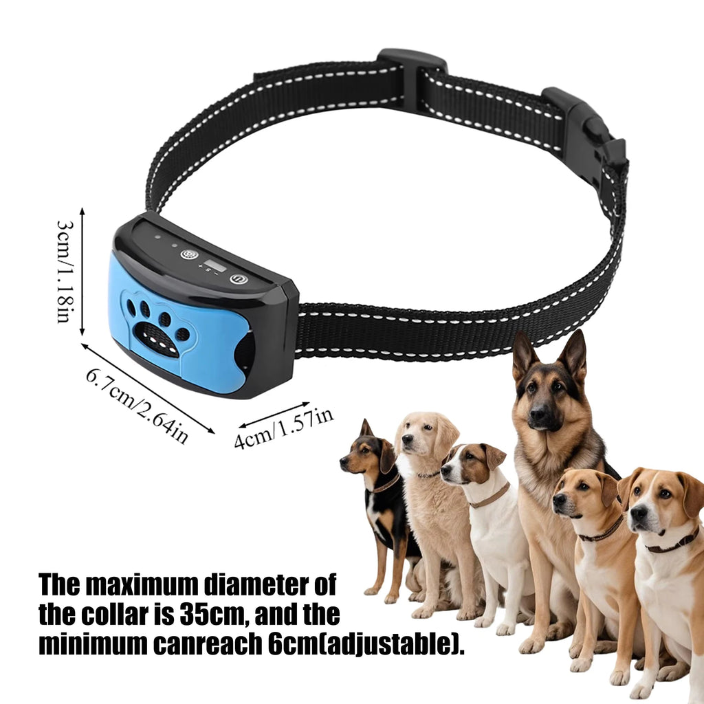 Intelligent anti Bark Collar for Dogs, Auto Ultrasonic & Vibration 3-Mode Training, USB Rechargeable Bark Control Device