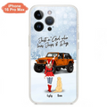 Custom Personalized Christmas Off-road Girl Phone Case - Girl With Upto 4 Pets - Christmas Gift For Dog/ Cat Lover - Just A Girl - Case For iPhone And Samsung