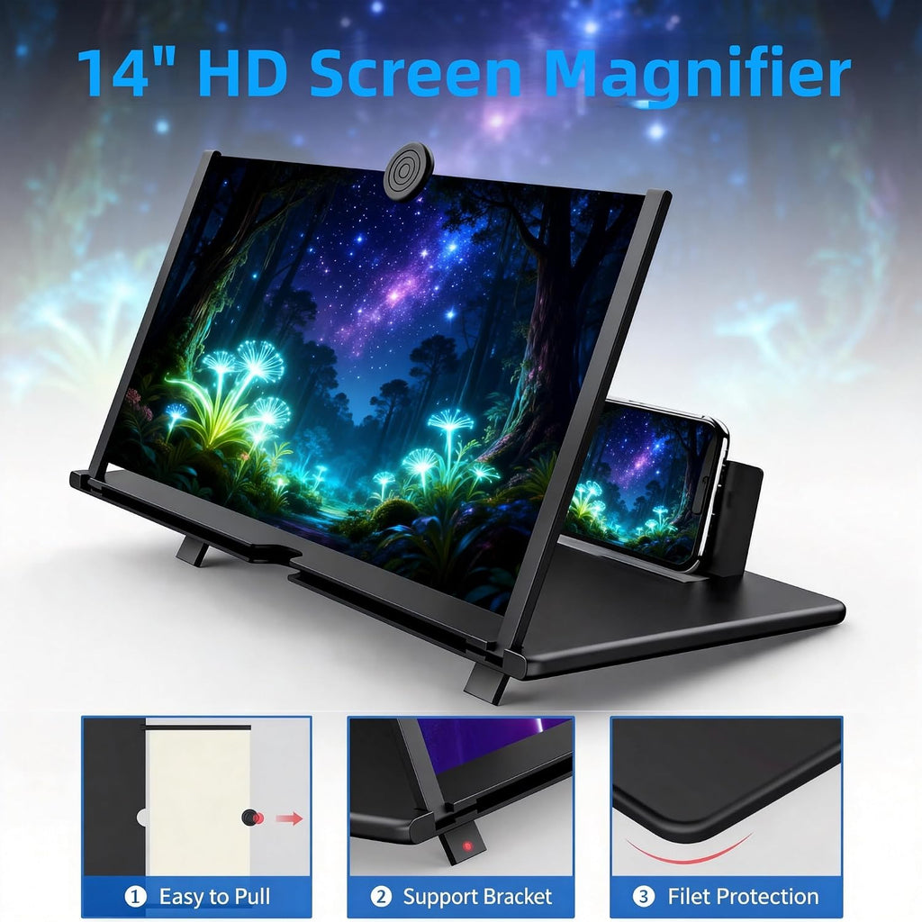16-Inch Black Foldable Phone Screen Magnifier for Movies & Gaming
