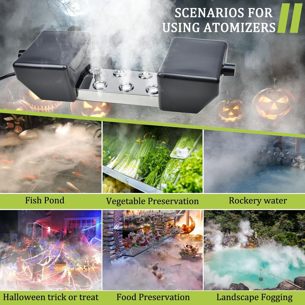 Ultrasonic Mist Maker Fogger Machine, Industrial Humidifier Fog Machine with Floats for Halloween Atmosphere Vegetable Preservation and Landscape (6 Head)