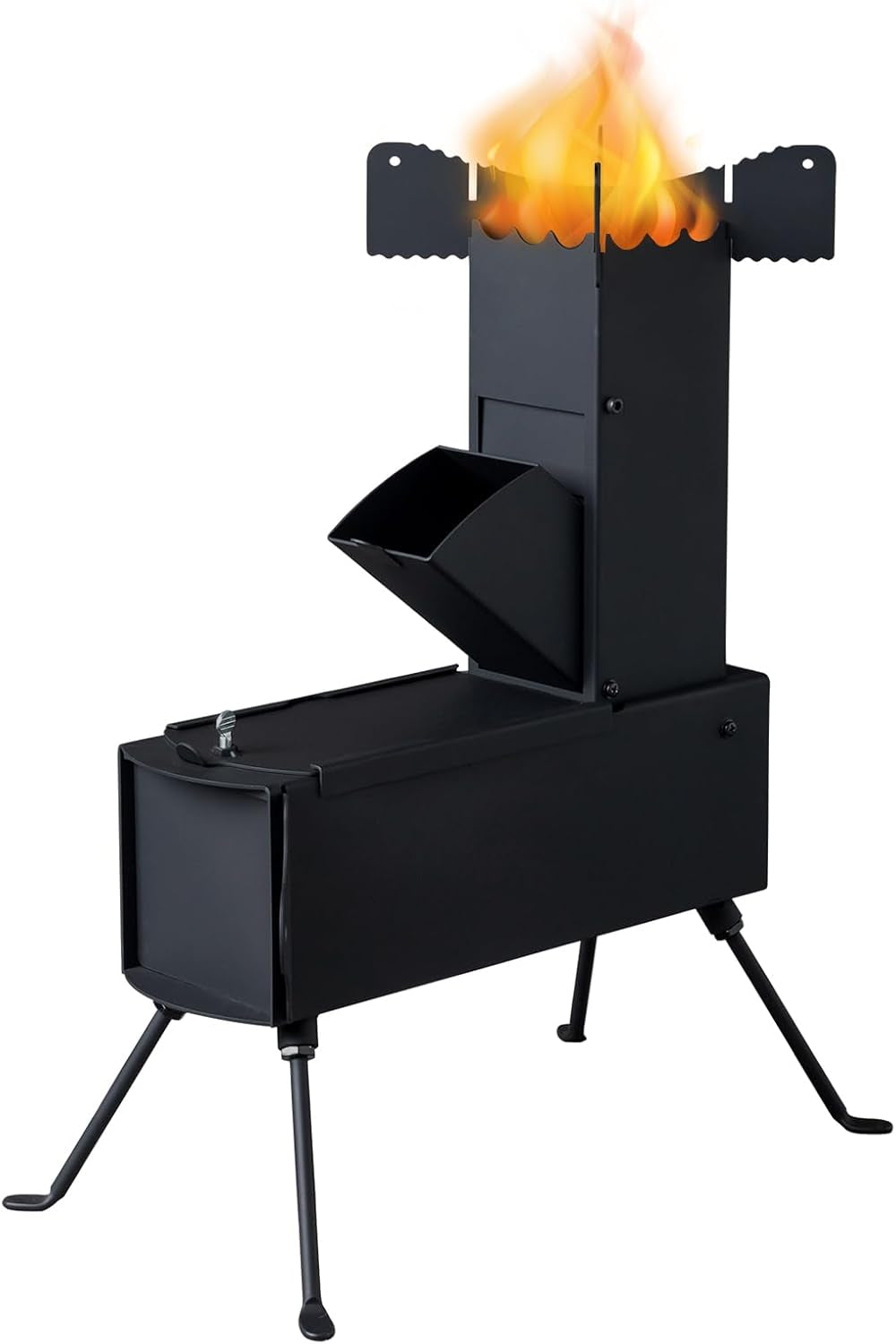 Camping Rocket Stove,Portable Wood Burning Stove,Tent Stove,Heating Burner Stove,Fire Camping Stove for Cooking Backyard,Cooking Camping Grill Outdoor Events BBQ (Black B)