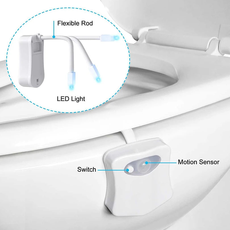 Toilet Night Light PIR Motion Sensor Toilet Lights LED Washroom Night Lamp 16 Colors Toilet Bowl Lighting for Bathroom Washroom