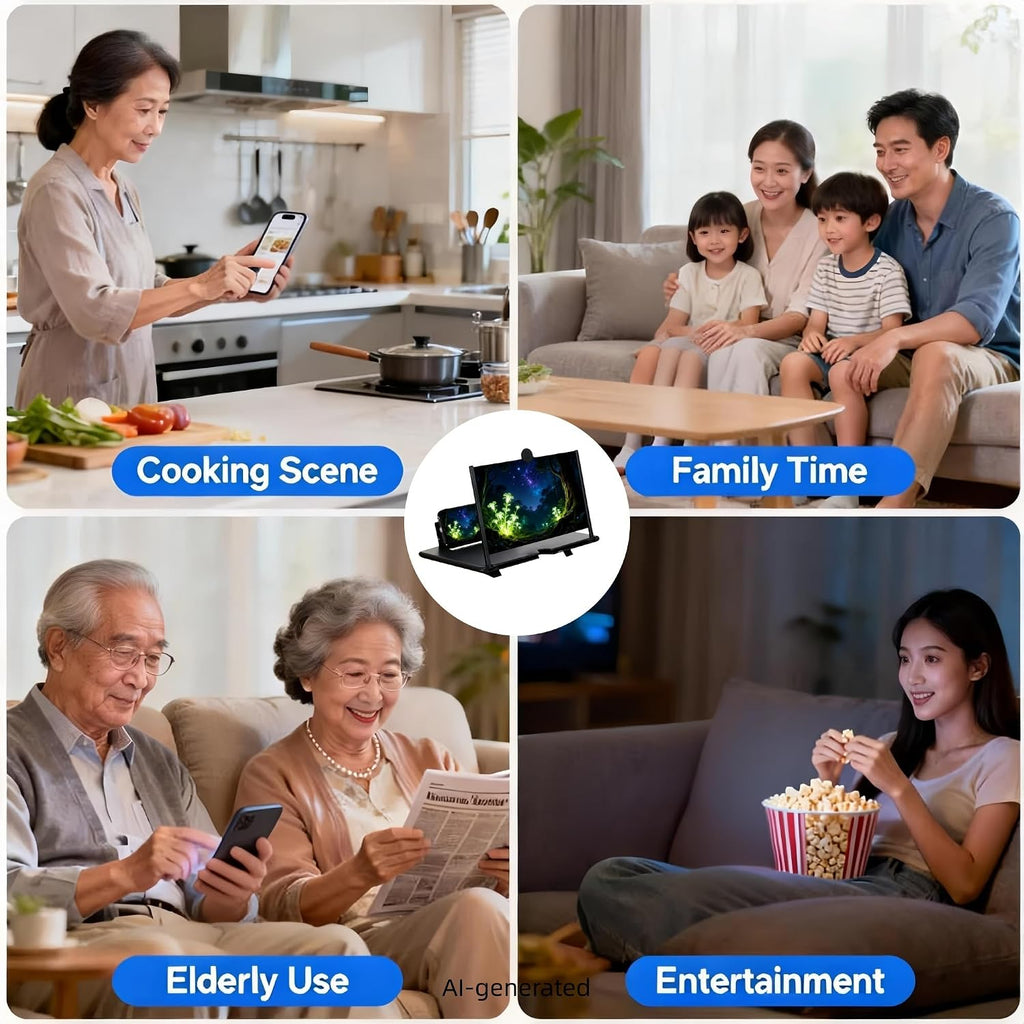 16-Inch Black Foldable Phone Screen Magnifier for Movies & Gaming