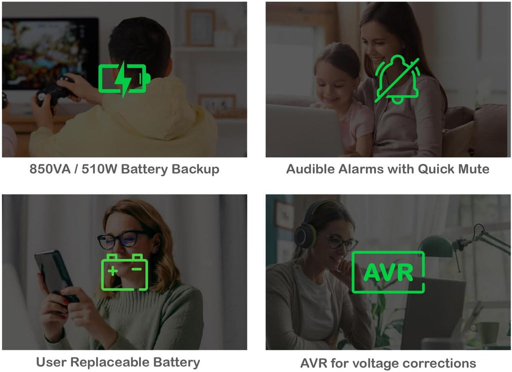 850VA/510W Pro UPS Battery Backup for Office Electronics, AVR, BX850M