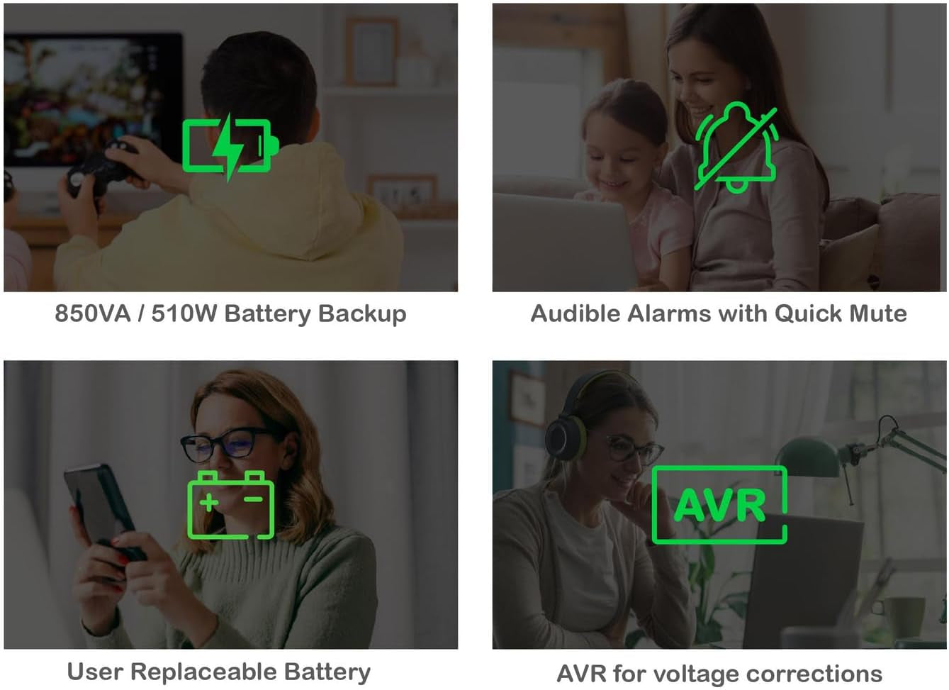 850VA/510W Pro UPS Battery Backup for Office Electronics, AVR, BX850M