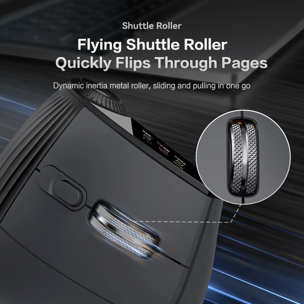 RGB Backlit Speed Roller Wireless Vertical Mouse with Function Adjustment Knob Bluetooth USB Ergonomic Mice Slient Click