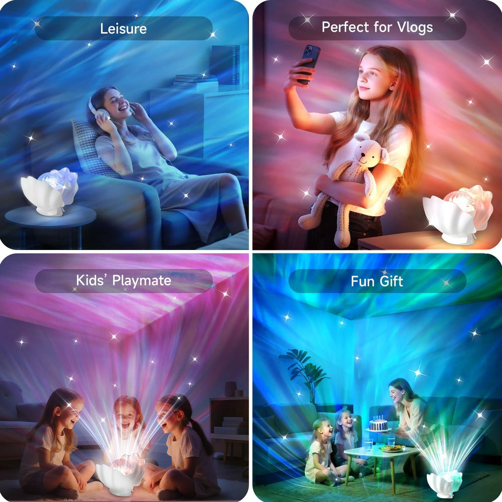 Northern Lights Projector, Shell Night Light Built for Bedroom Nebula Lamp, Kids Dorm Decor, Cute Room Decor Aesthetic, Valentines Day Gifts