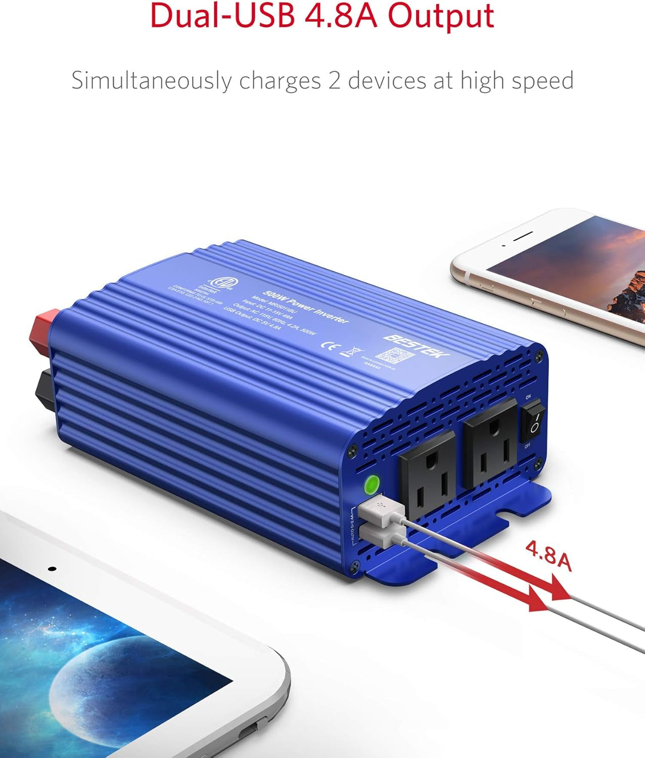 500W Power Inverter for Vehicles DC 12V to AC 110V Car Plug Adapter