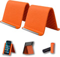 2PCS Flexible Silicone Phone Holder Flexible Silicone Phone Stand Orange*2 | Flexible Silicone Phone Holder Folded into Any Shape, Universa Anti-Slip Desktop Mount for Home Office Travel