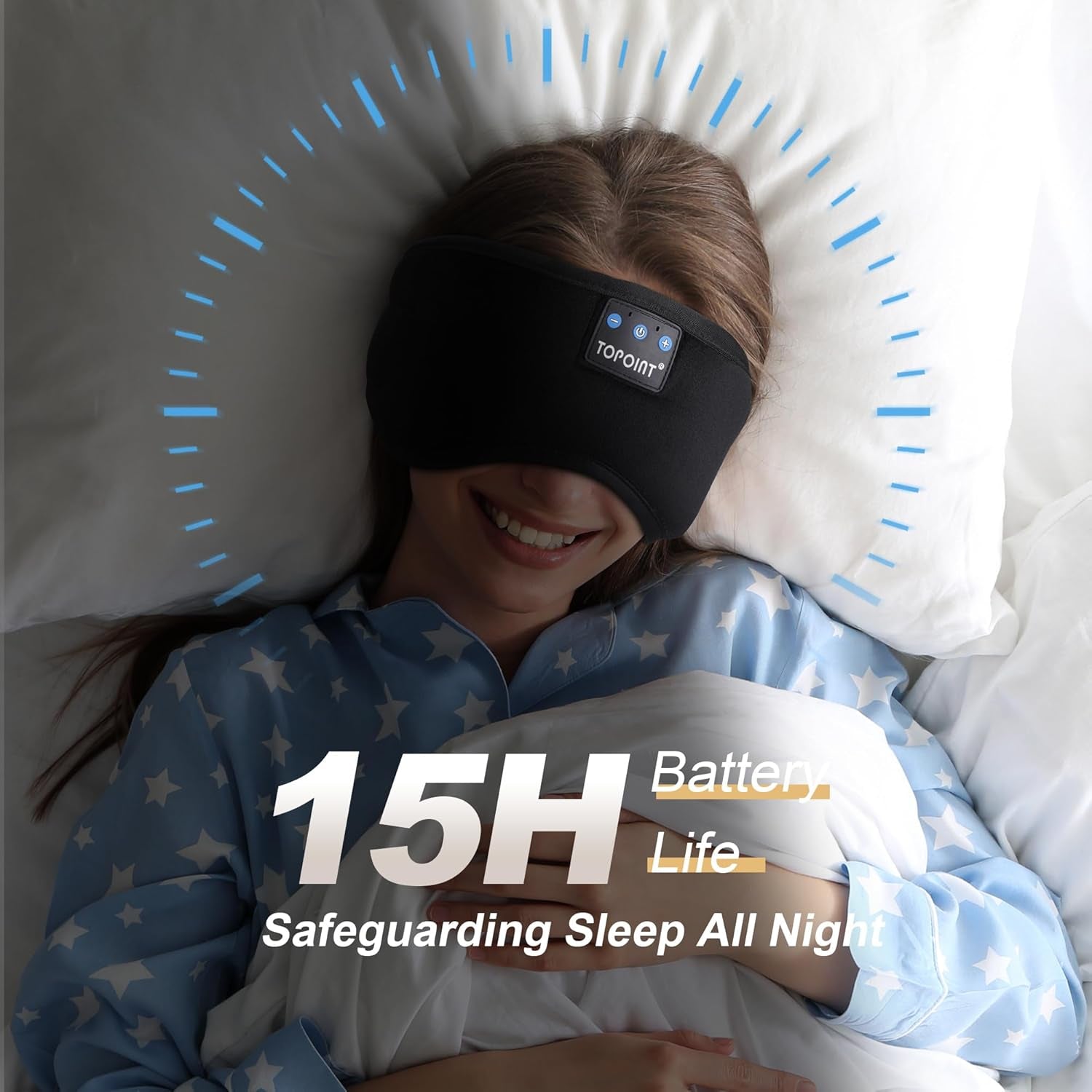 Sleep Mask with Headphones Bluetooth 5.4 Wireless, Sleep Headphones Earphones Earbuds with Microphone HD Speakers Music, Blackout Eye Mask for Sleeping Travel Meditation Men Women Cool Gadgets