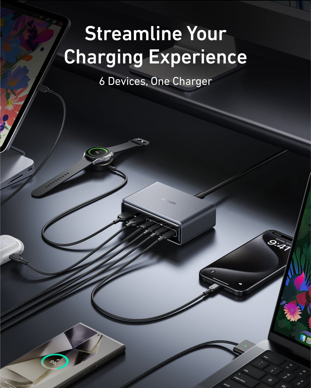 Anker Prime – Cargador 200W GaN 6 Puertos | 200W GaN Charger 6 Ports