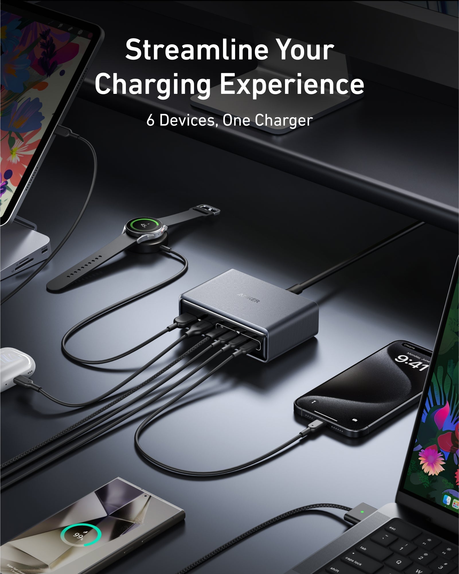 Anker Prime – Cargador 200W GaN 6 Puertos | 200W GaN Charger 6 Ports