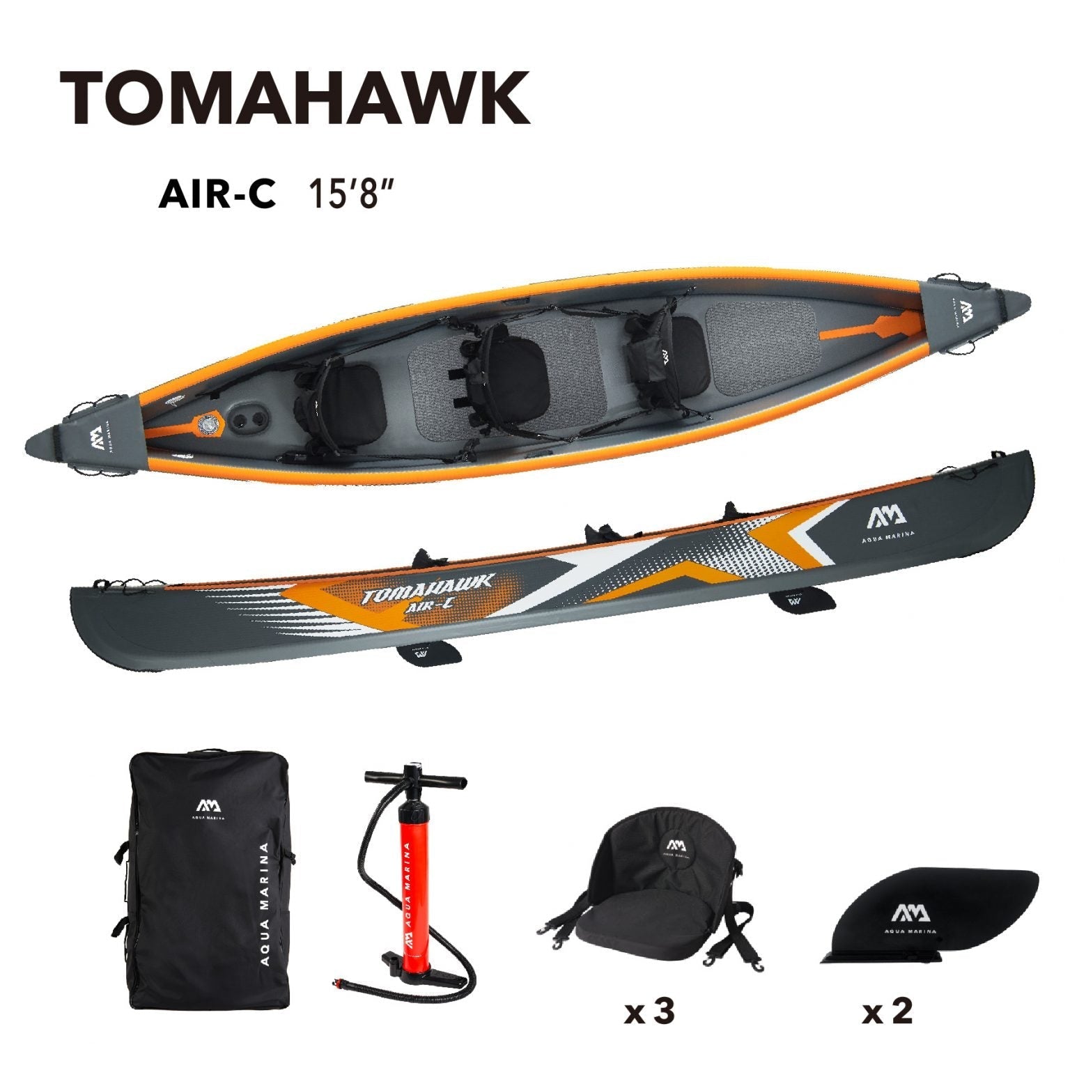 Aqua Marina TOMAHAWK AIR-C – Kayak Inflable de Alta Velocidad 15'8" | High-Speed Inflatable Kayak