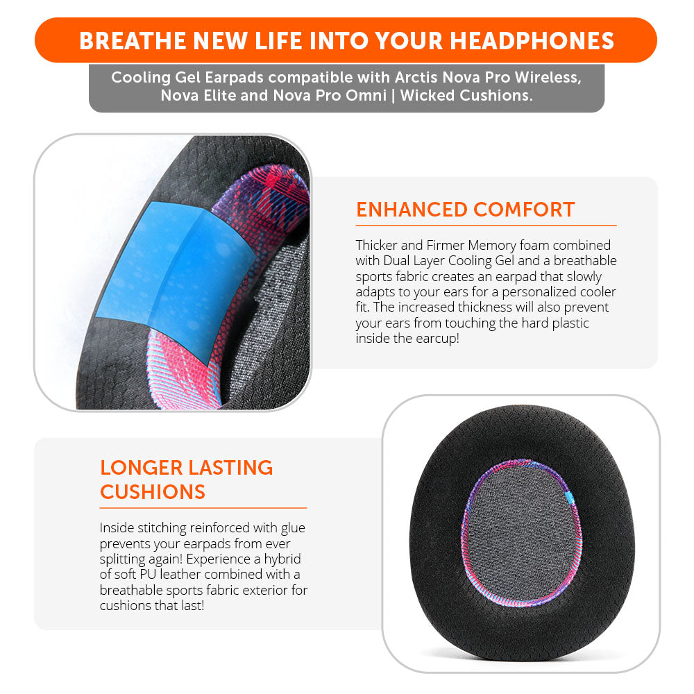 Almohadillas de Repuesto con Gel Refrescante WC FreeZe para Arctis Nova Pro Wireless | Wicked Cushions