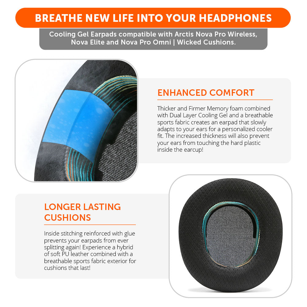 Almohadillas de Repuesto con Gel Refrescante WC FreeZe para Arctis Nova Pro Wireless | Wicked Cushions
