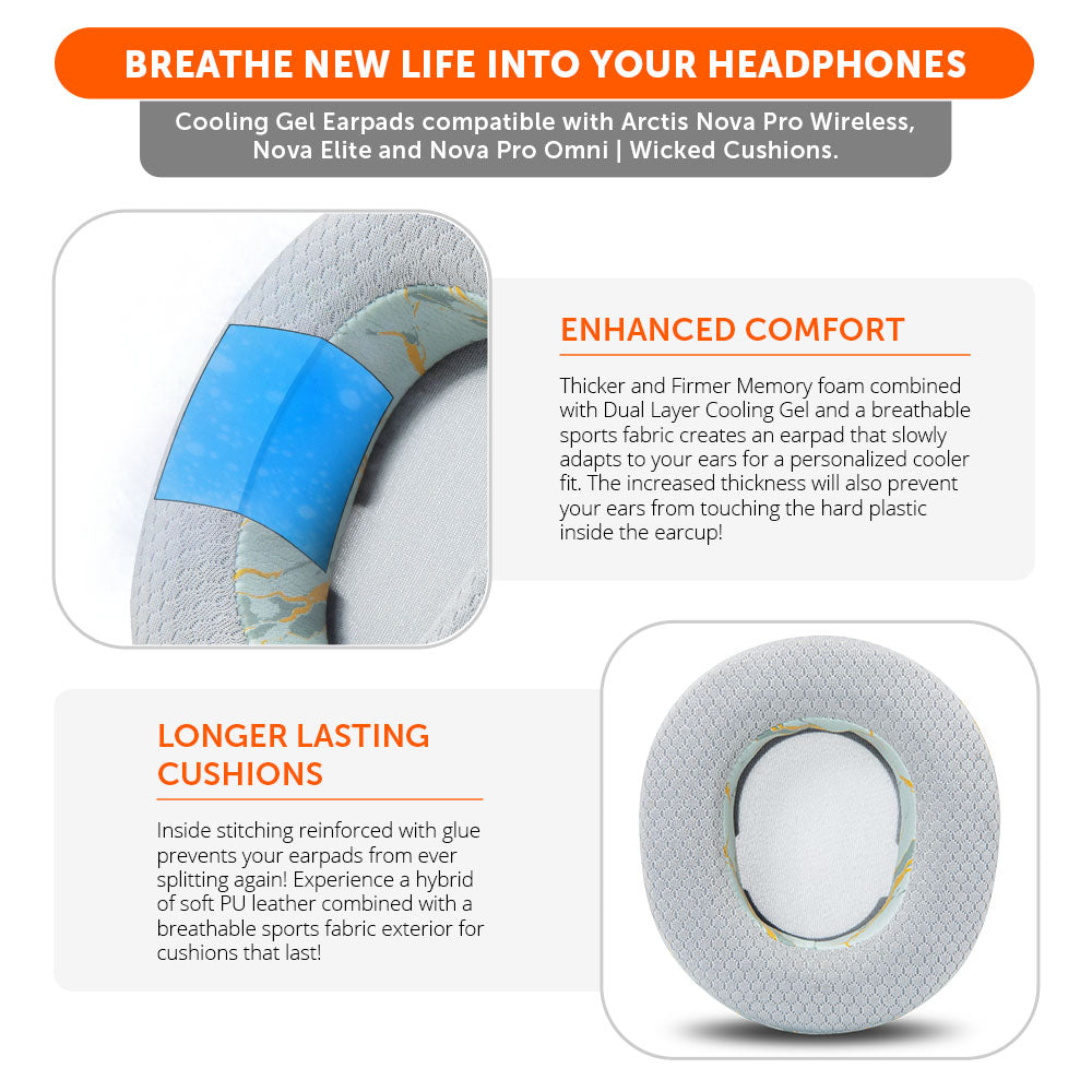 Almohadillas de Repuesto con Gel Refrescante WC FreeZe para Arctis Nova Pro Wireless | Wicked Cushions