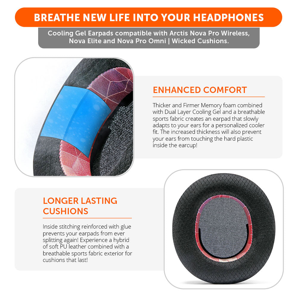 Almohadillas de Repuesto con Gel Refrescante WC FreeZe para Arctis Nova Pro Wireless | Wicked Cushions