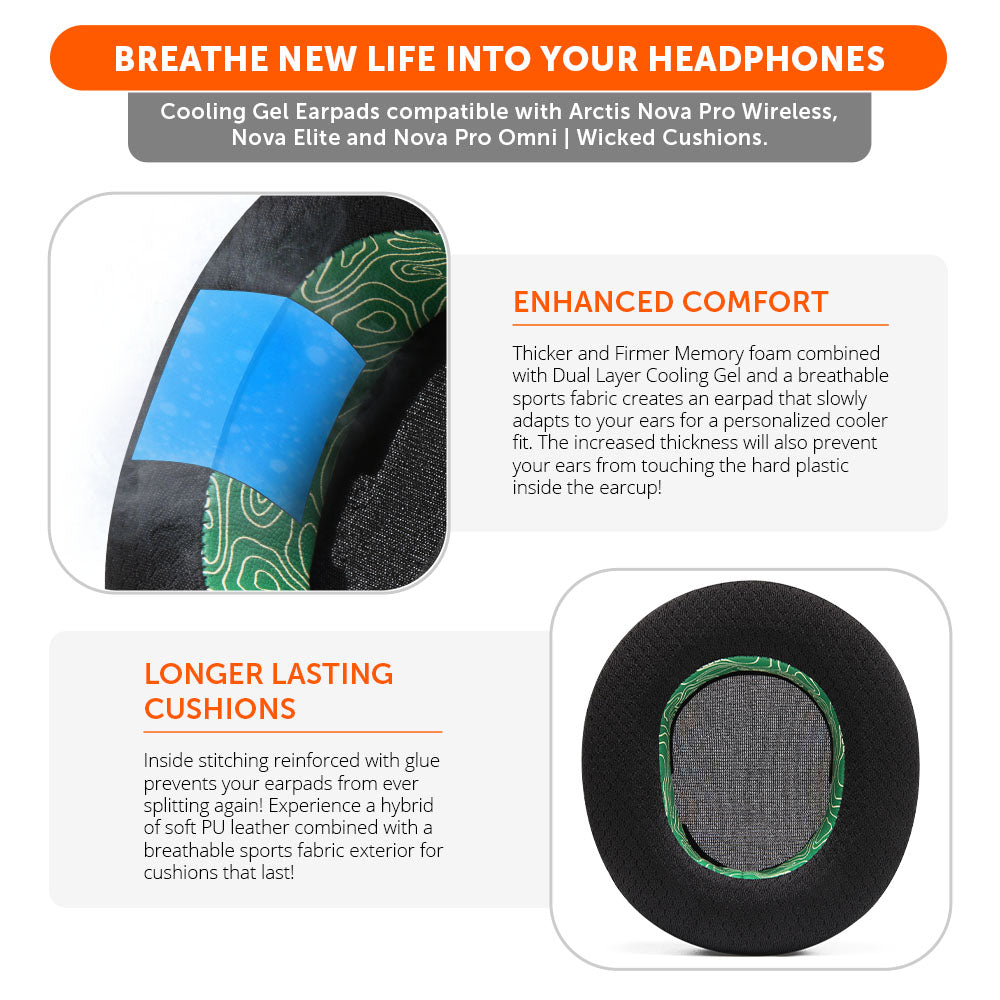 Almohadillas de Repuesto con Gel Refrescante WC FreeZe para Arctis Nova Pro Wireless | Wicked Cushions