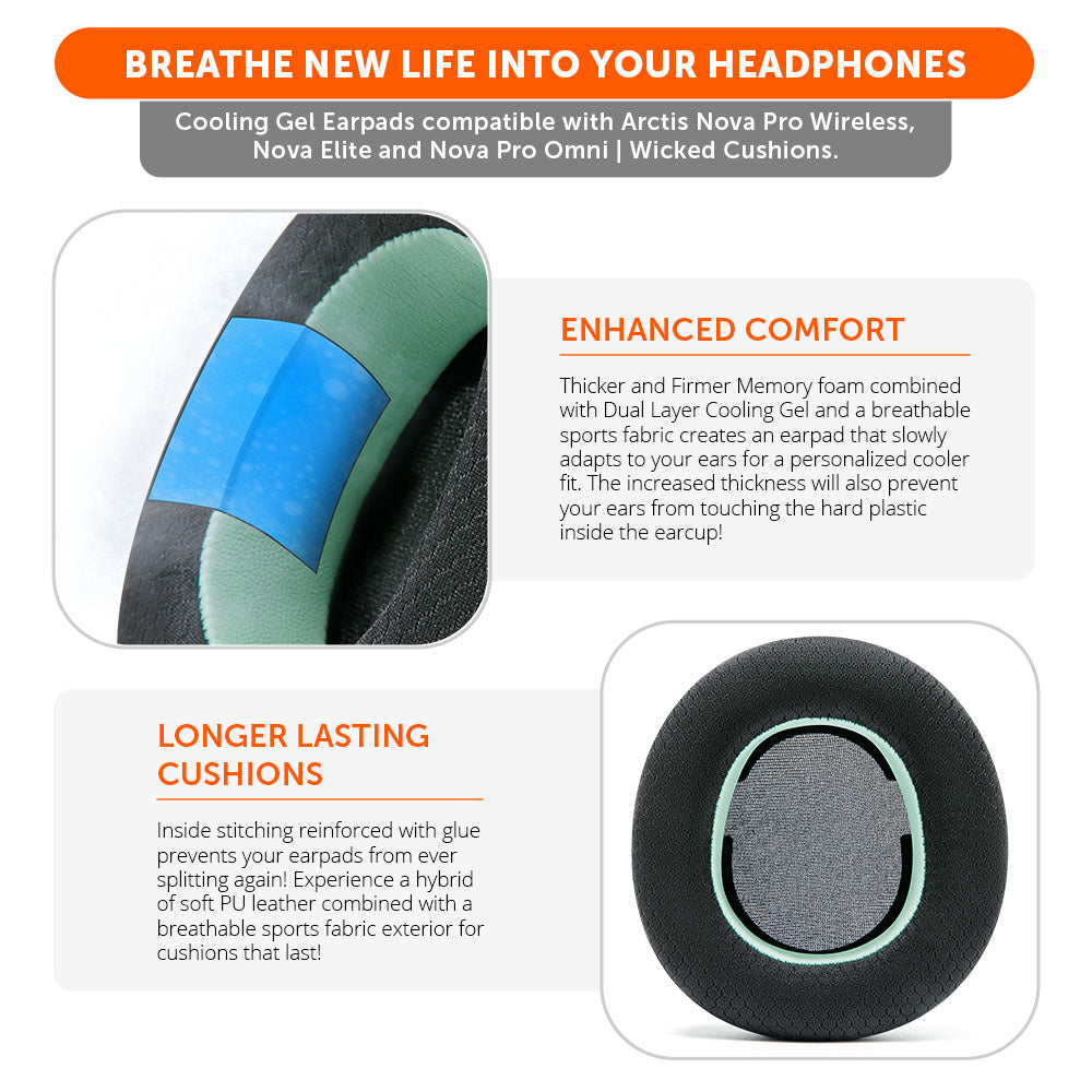 Almohadillas de Repuesto con Gel Refrescante WC FreeZe para Arctis Nova Pro Wireless | Wicked Cushions
