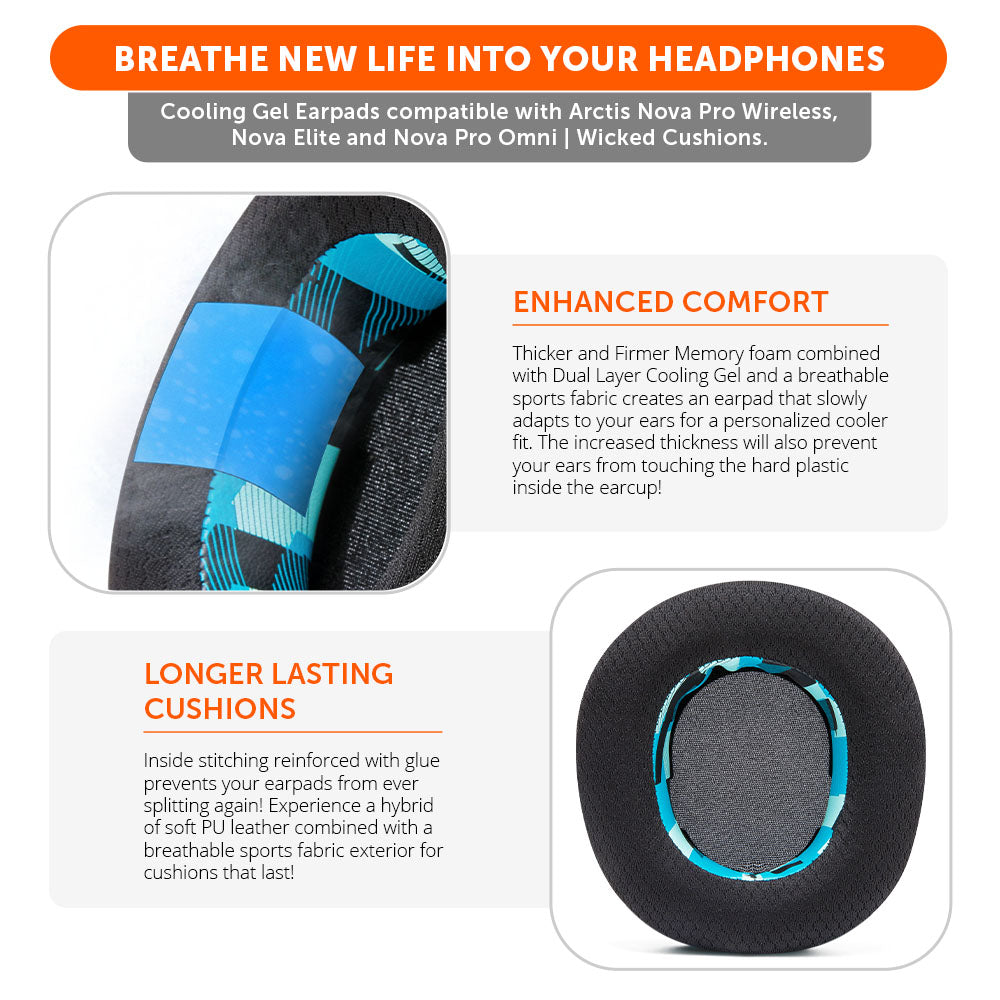Almohadillas de Repuesto con Gel Refrescante WC FreeZe para Arctis Nova Pro Wireless | Wicked Cushions