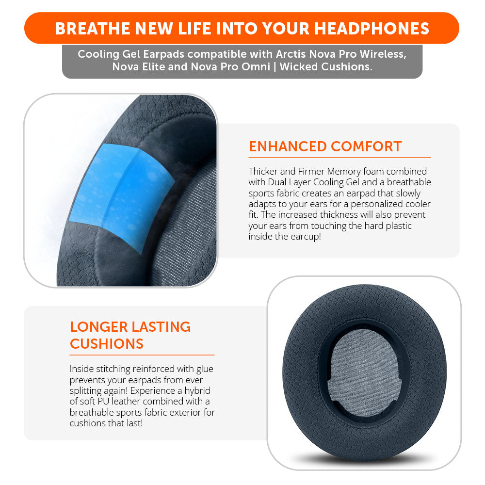 Almohadillas de Repuesto con Gel Refrescante WC FreeZe para Arctis Nova Pro Wireless | Wicked Cushions