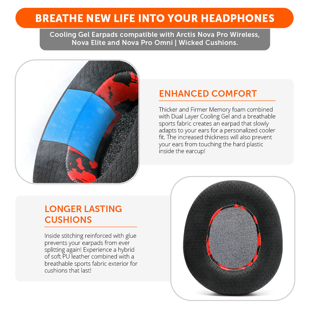 Almohadillas de Repuesto con Gel Refrescante WC FreeZe para Arctis Nova Pro Wireless | Wicked Cushions