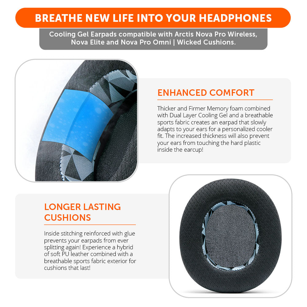 Almohadillas de Repuesto con Gel Refrescante WC FreeZe para Arctis Nova Pro Wireless | Wicked Cushions