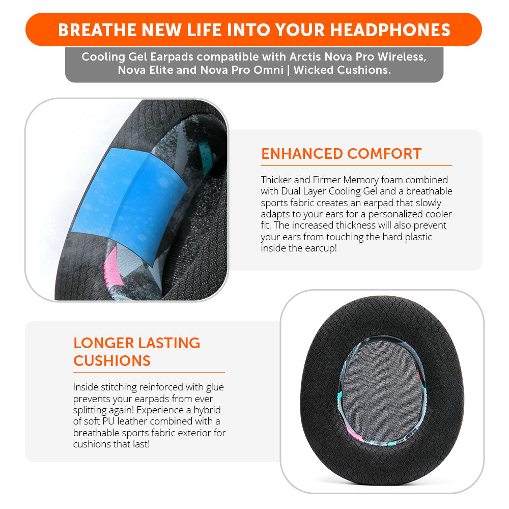 Almohadillas de Repuesto con Gel Refrescante WC FreeZe para Arctis Nova Pro Wireless | Wicked Cushions
