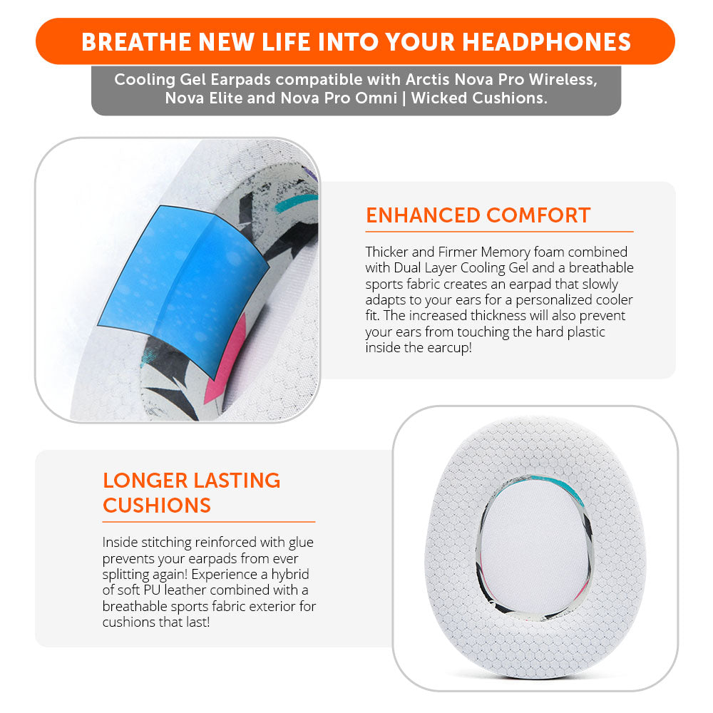 Almohadillas de Repuesto con Gel Refrescante WC FreeZe para Arctis Nova Pro Wireless | Wicked Cushions
