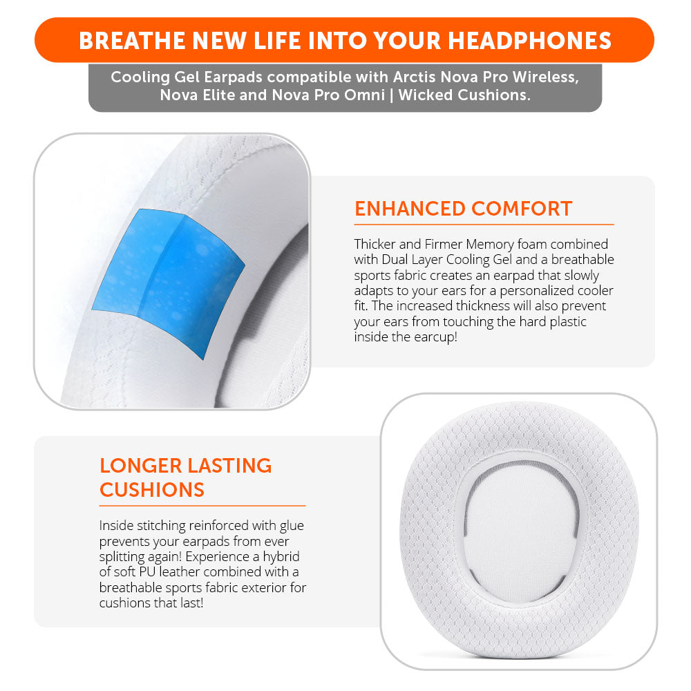 Almohadillas de Repuesto con Gel Refrescante WC FreeZe para Arctis Nova Pro Wireless | Wicked Cushions