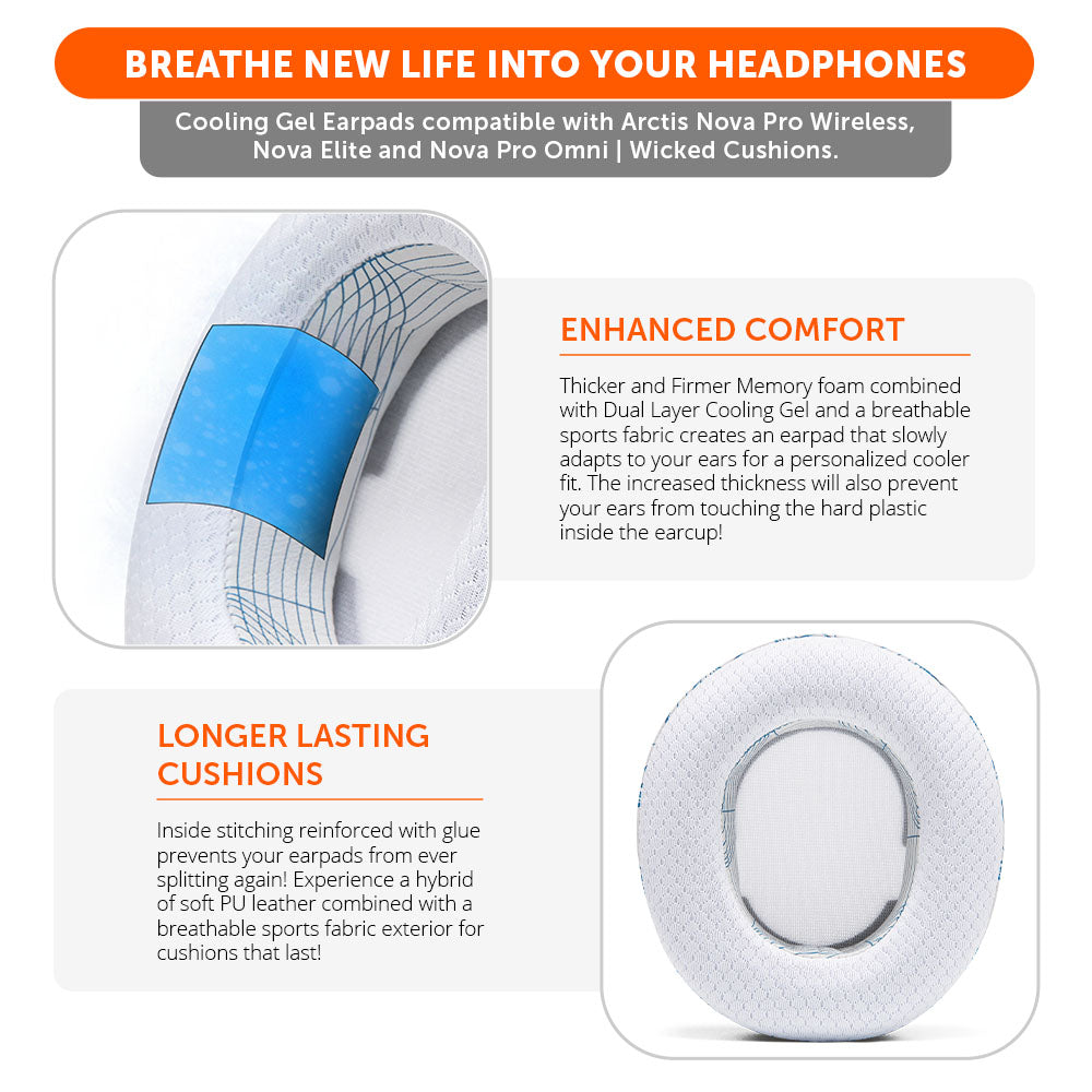 Almohadillas de Repuesto con Gel Refrescante WC FreeZe para Arctis Nova Pro Wireless | Wicked Cushions