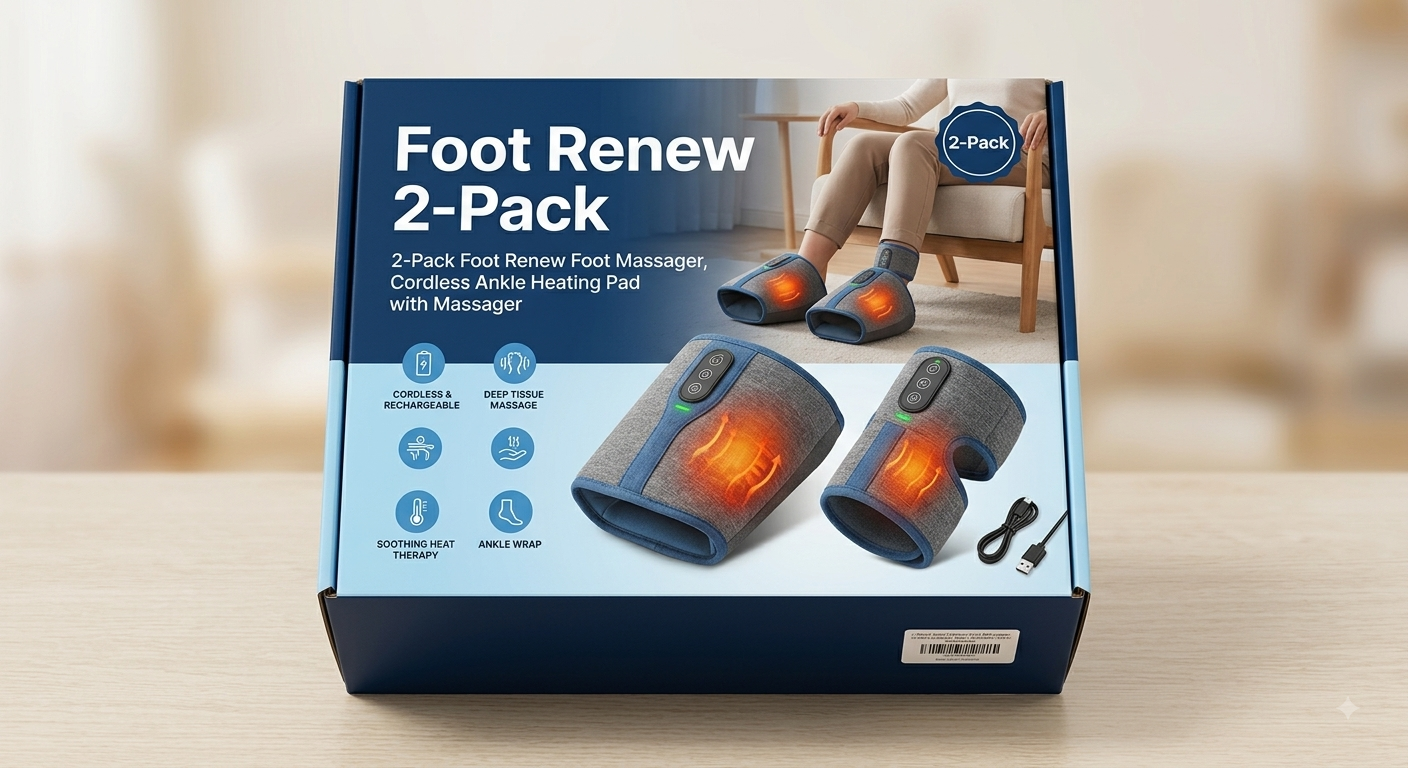 2-Pack Foot Renew Foot Massager, Cordless Ankle Heating Pad with Massager