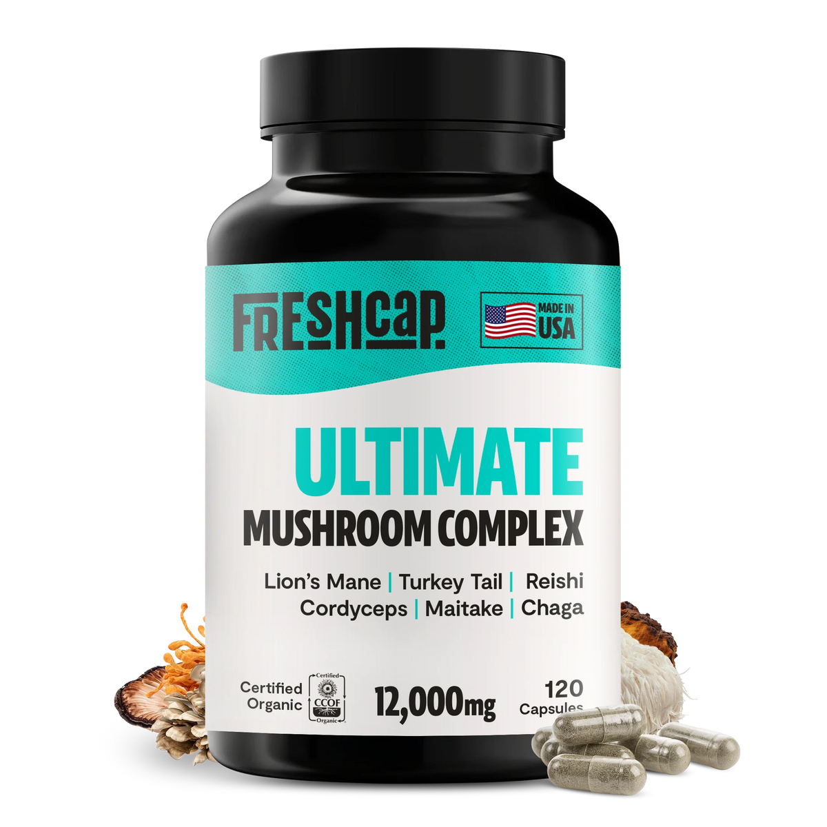 Suplemento de Hongos Orgánico — 6 Hongos | Organic Mushroom Complex Capsules